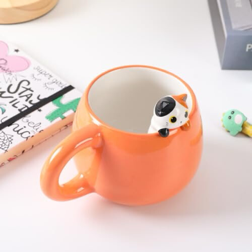Tazza charm gatto arancio bianco 2526
