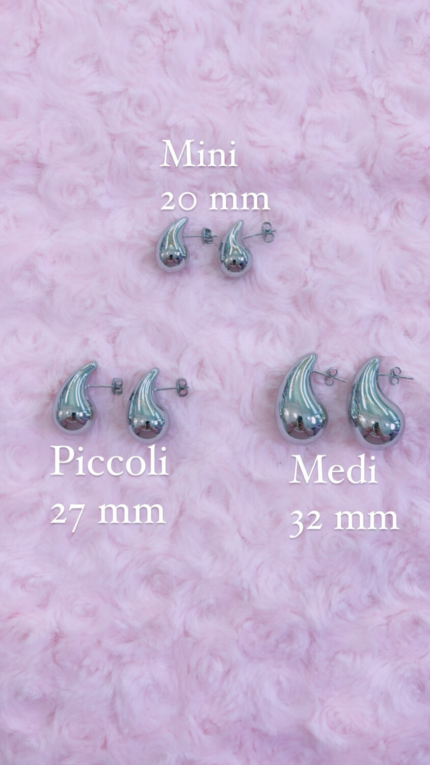 Coppia Orecchini Goccia acciaio finitura argento