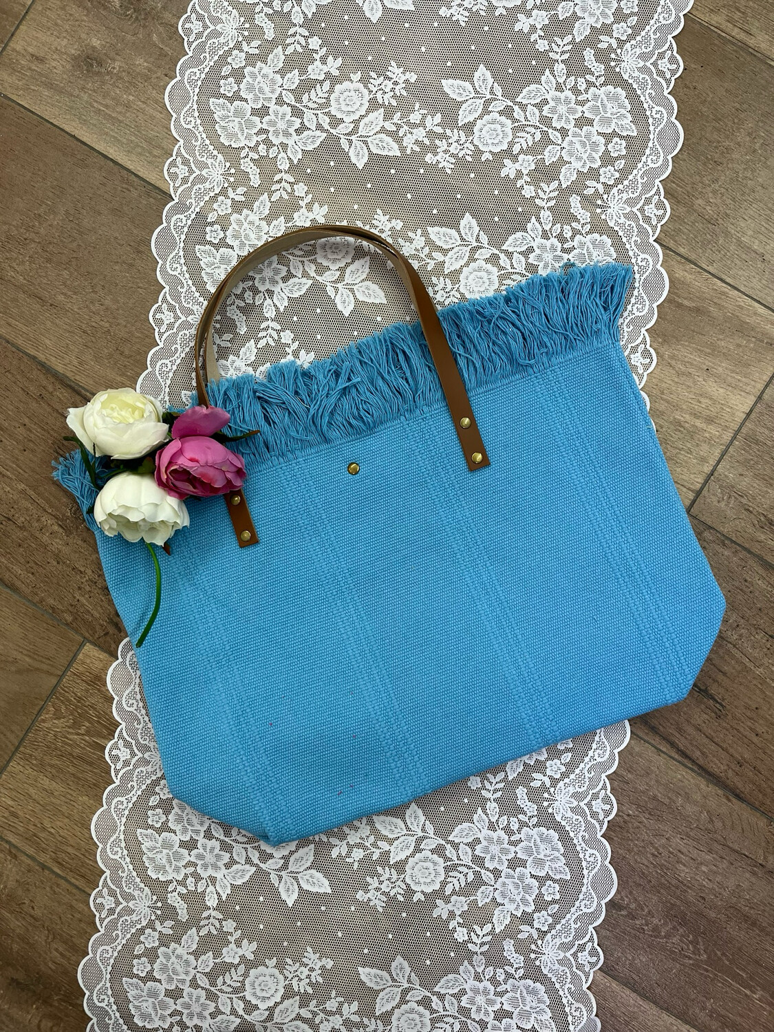 Borsa canvas celeste cielo #20