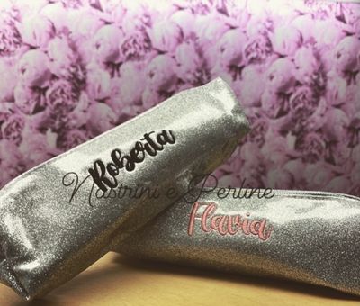 Beauty astuccio ARGENTO glitter personalizzato