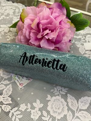 astuccio AZZURRO glitter personalizzato