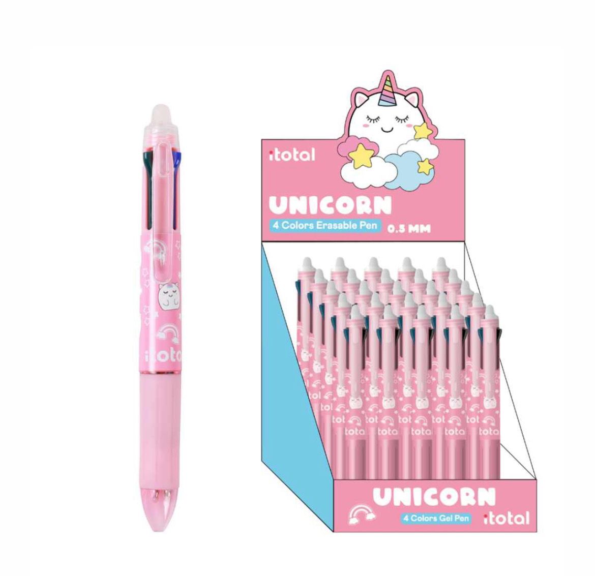 Penna cancellabile 4 colori unicorno Itotal