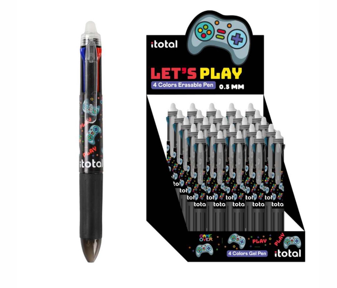 Penna cancellabile 4 colori Game over play Itotal
