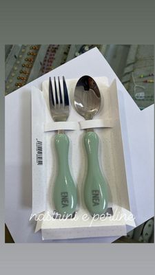 Set posate bimbo bimba Tutete verde salvia