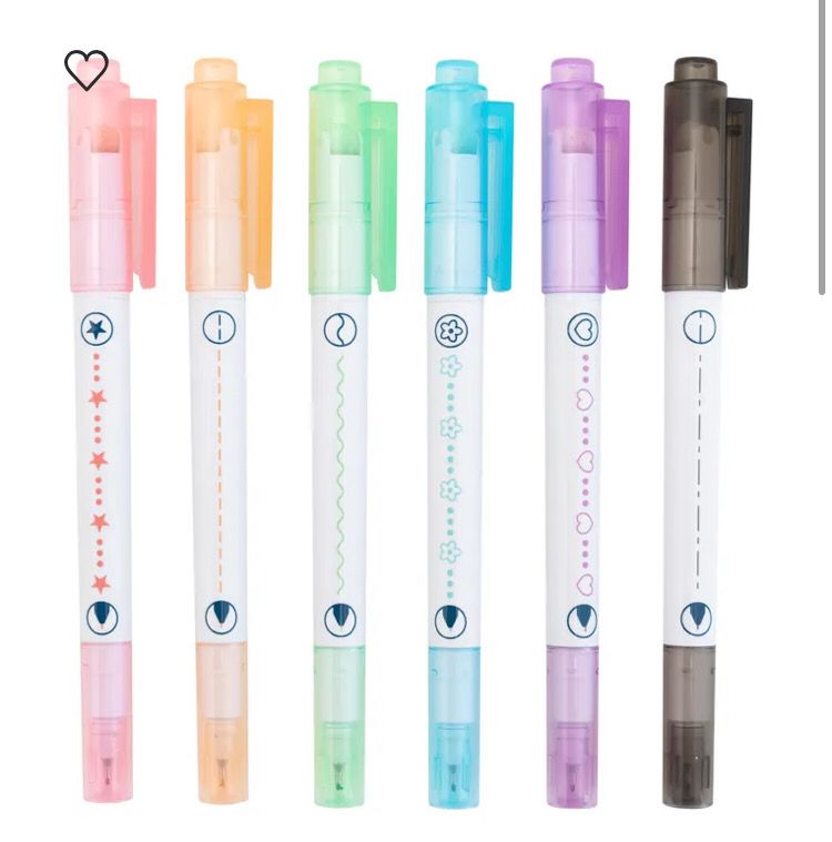Set di 6 penne colorate con timbro a rullo mr wonderful