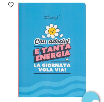 Quaderno con note adesive e adesivi mr wonderful - Con adesivi e tanta energia, la giornata vola via!
