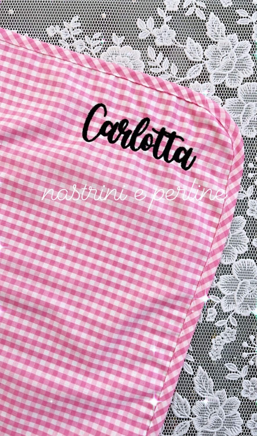 Tovaglietta rosa quadretti personalizzata