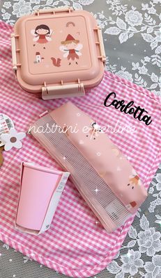 Tovaglietta rosa quadretti personalizzata