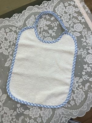 Bavaglino celeste spugna quadretti personalizzato