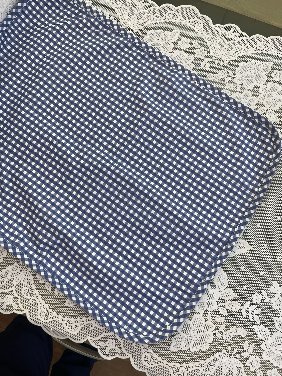Tovaglietta blu asilo quadretti personalizzata