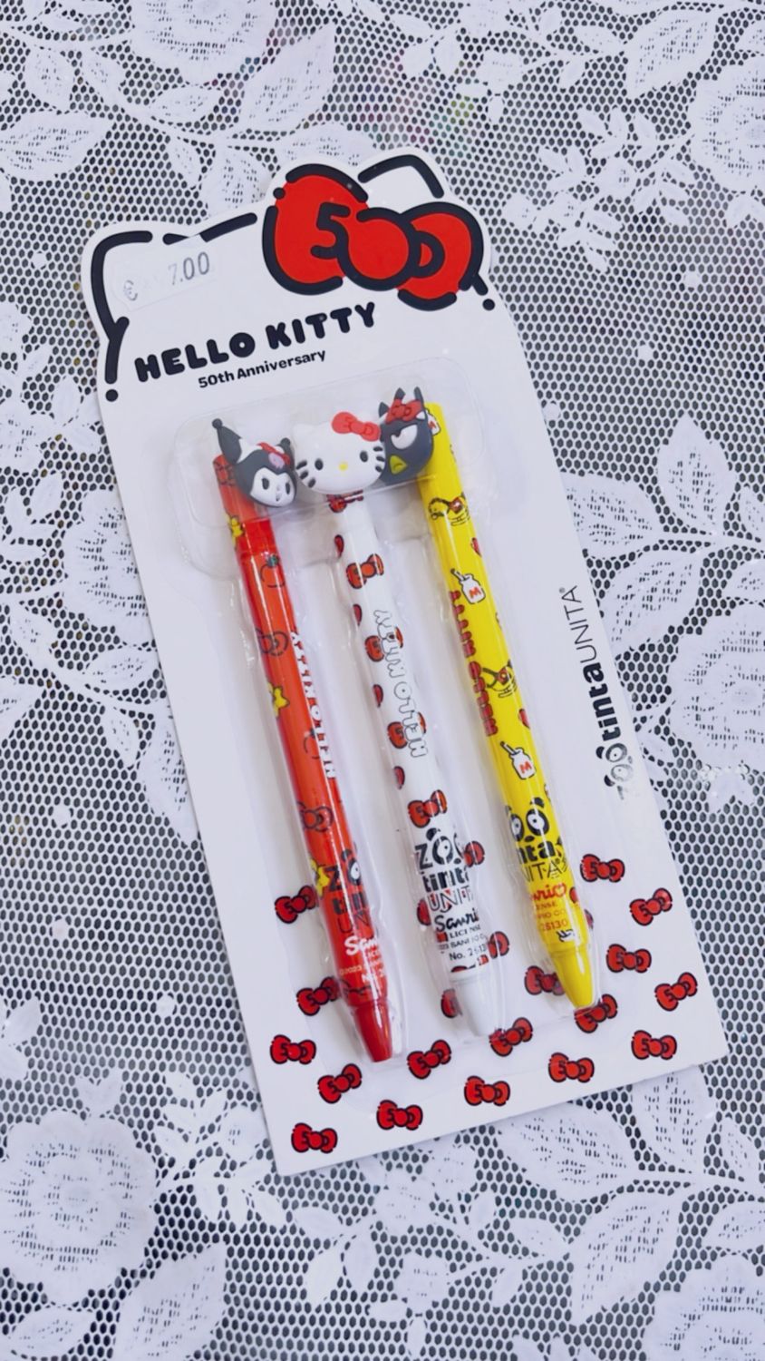 Confezione 3 penne cancellabili Hello Kitty dec. 1