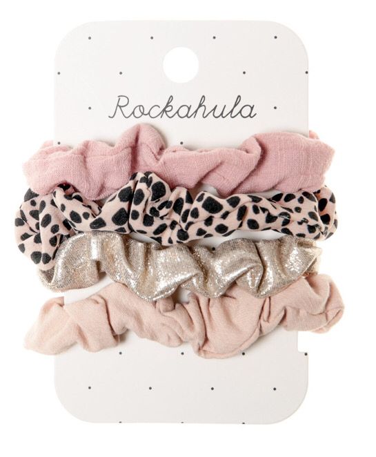 Set 4 mini scruncies elastico fantasie miste Leopard Rockahula
