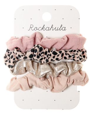 Set 4 mini scruncies elastico fantasie miste Leopard Rockahula