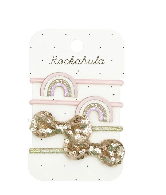 Set 4 elastichetti arcobaleni e fiocchetti Rockahula