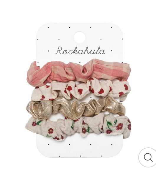 Set 4 mini scruncies elastico fantasie miste check rosa Rockahula
