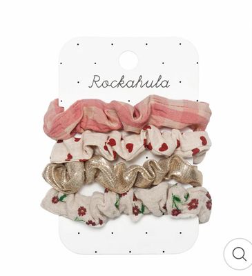 Set 4 mini scruncies elastico fantasie miste check rosa Rockahula