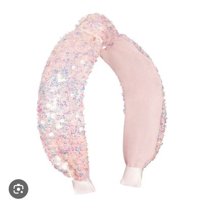 Cerchietto capelli con nodo e paillettes cangiante toni rosa Rockahula