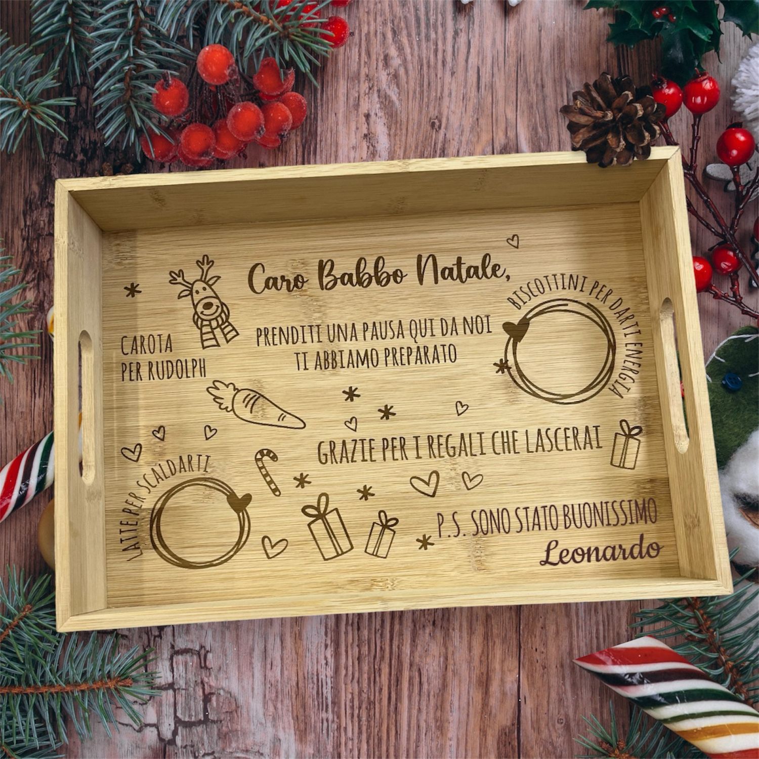 Vassoio versione 2 per la vigilia personalizzato per Babbo Natale