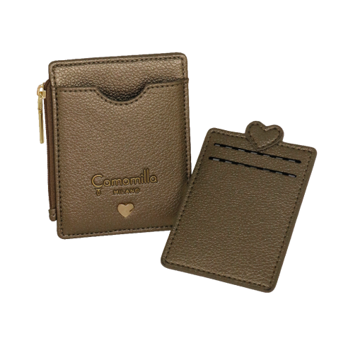 Portacarte e Porta Badge metal glam Camomilla bronzo