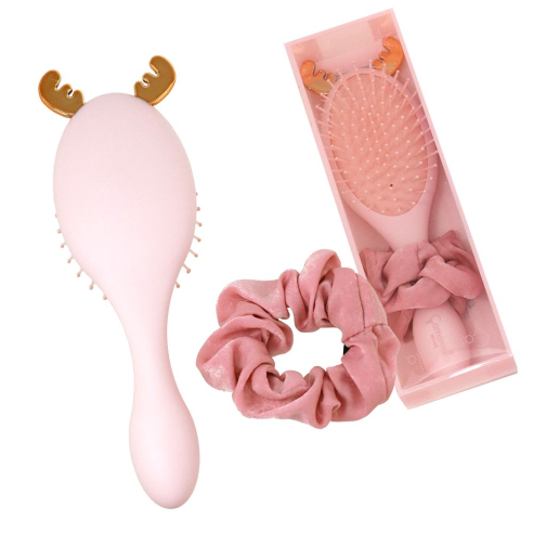 SET SPAZZOLA + SCRUNCHIE rosa camomilla 03958