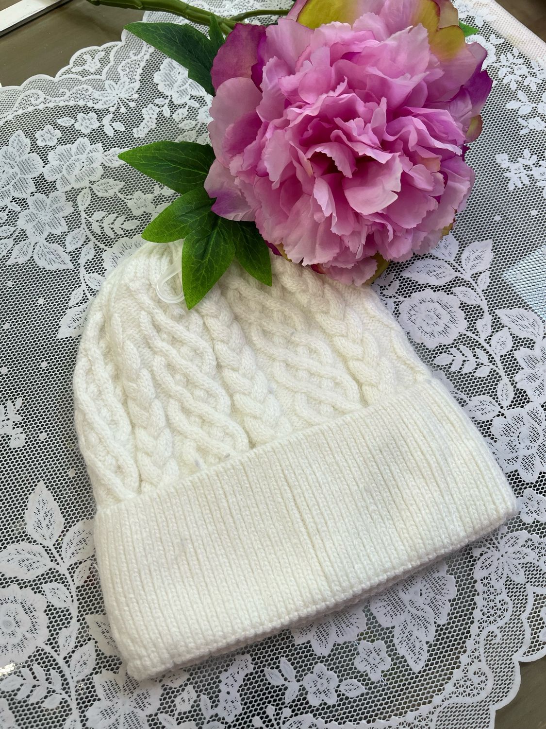Cappello caldo trecce bianco