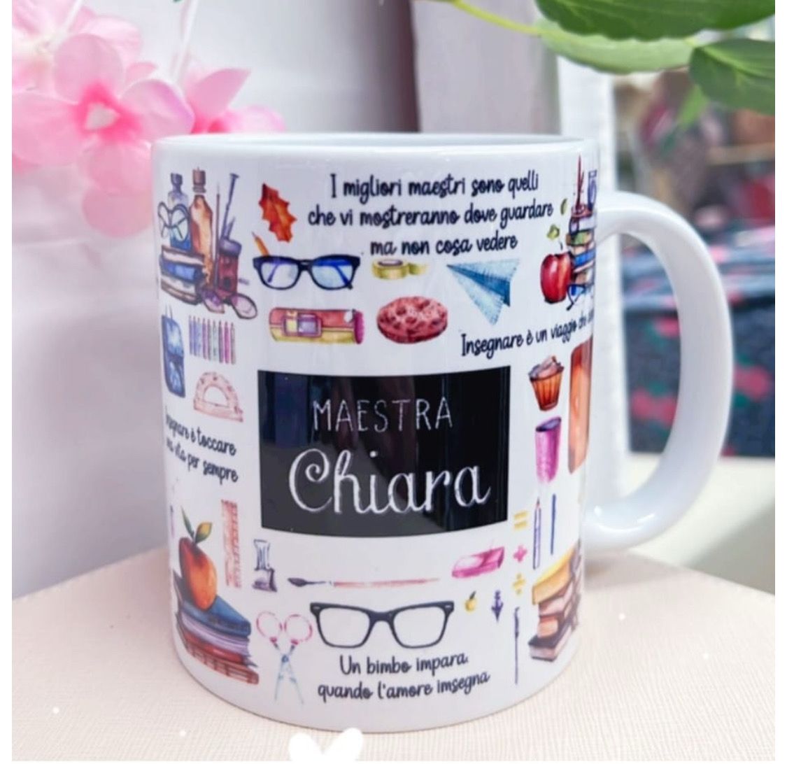 Tazza in ceramica personalizzata tema Maestra Vers.1