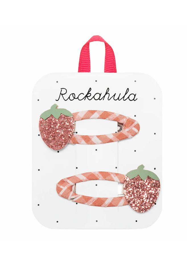 Set 2 Mollette Clic Clac con fragole rosa Rockahula