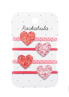 Set 4 elastichetti cuori rossi e cuori rosa Rockahula