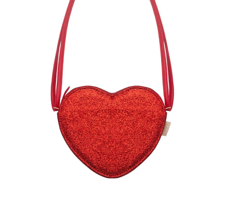 Borsetta a tracolla cuore rosso glitter Rockahula