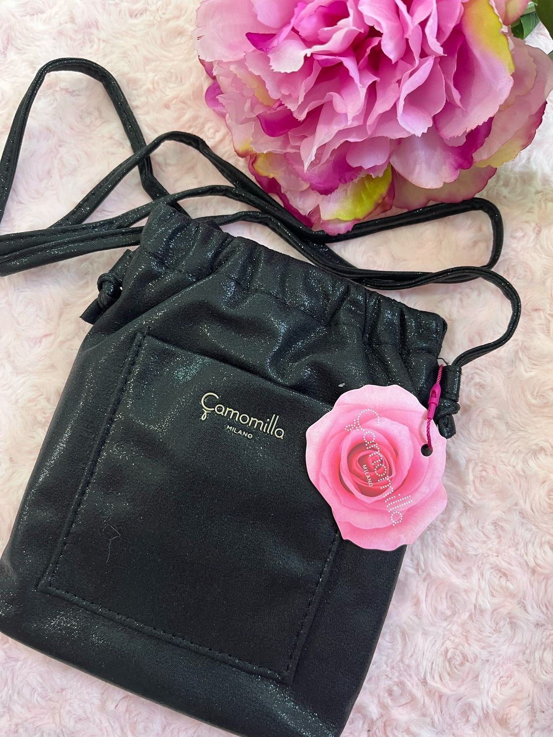 Mini tracollina LULU con molla nero Camomilla Milano
