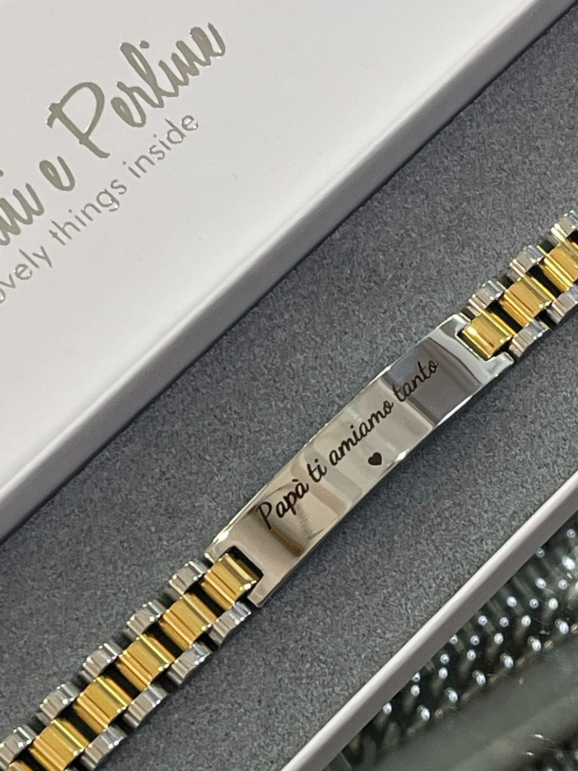 Bracciale uomo acciaio modello Alex argento e oro