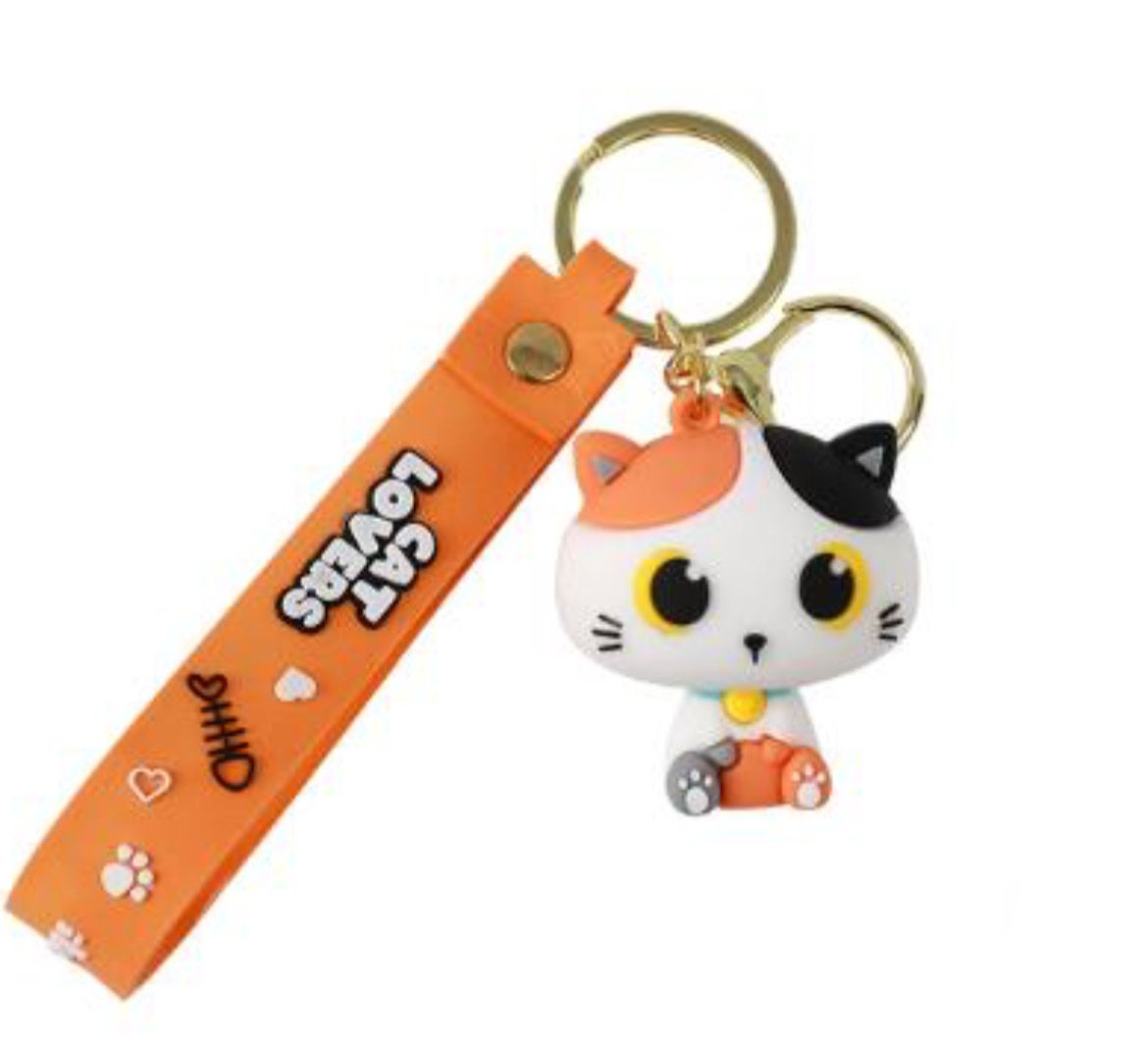 Portachiavi Gatto arancio bianco 3D