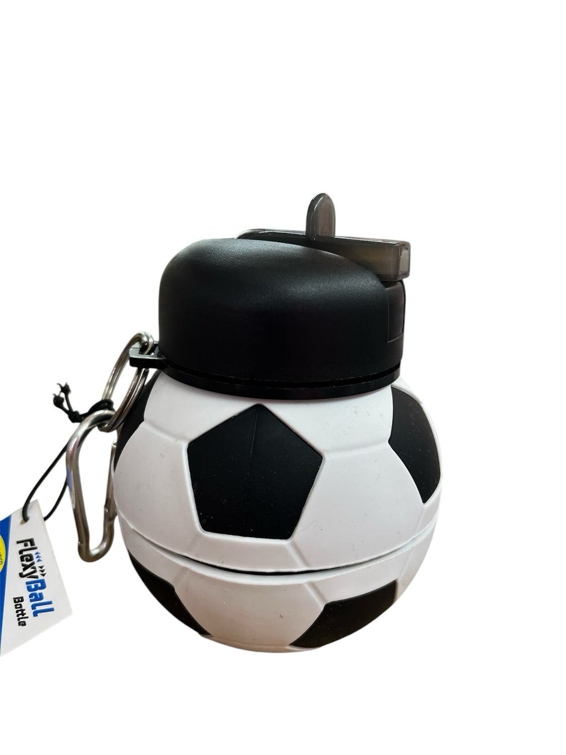 Borraccia in silicone ripieghevole calcio bianco nero