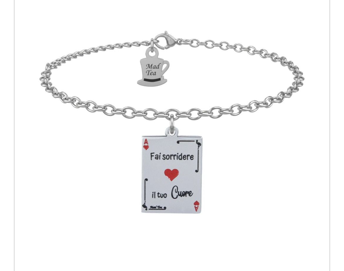 Bracciale Mad Tea  “Carta di Alice: fai sorridere il tuo cuore” AWB016