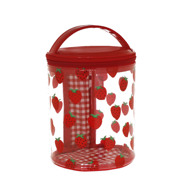 BEAUTY CASE trasparente TONDO S BERRY ROSSO Camomilla Milano