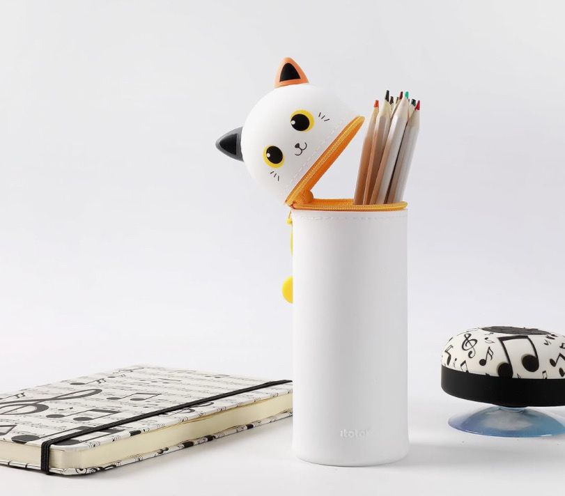 Astuccio silicone gatto arancio bianco
