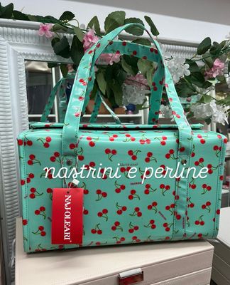 Bauletto Naj-Oleari cherry fondo verdeacqua con tracolla