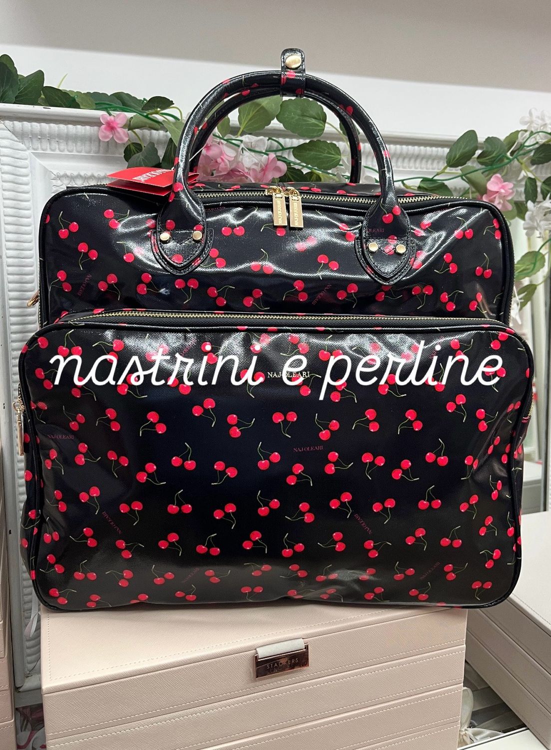 Borsone weekender Naj oleari cherry fondo nero