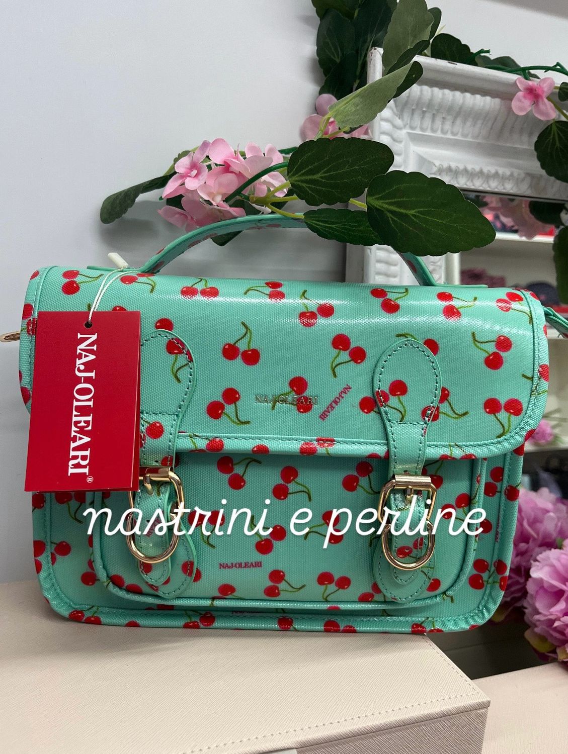 Cartella media cherry fondo verdeacqua Naj-Oleari cod.