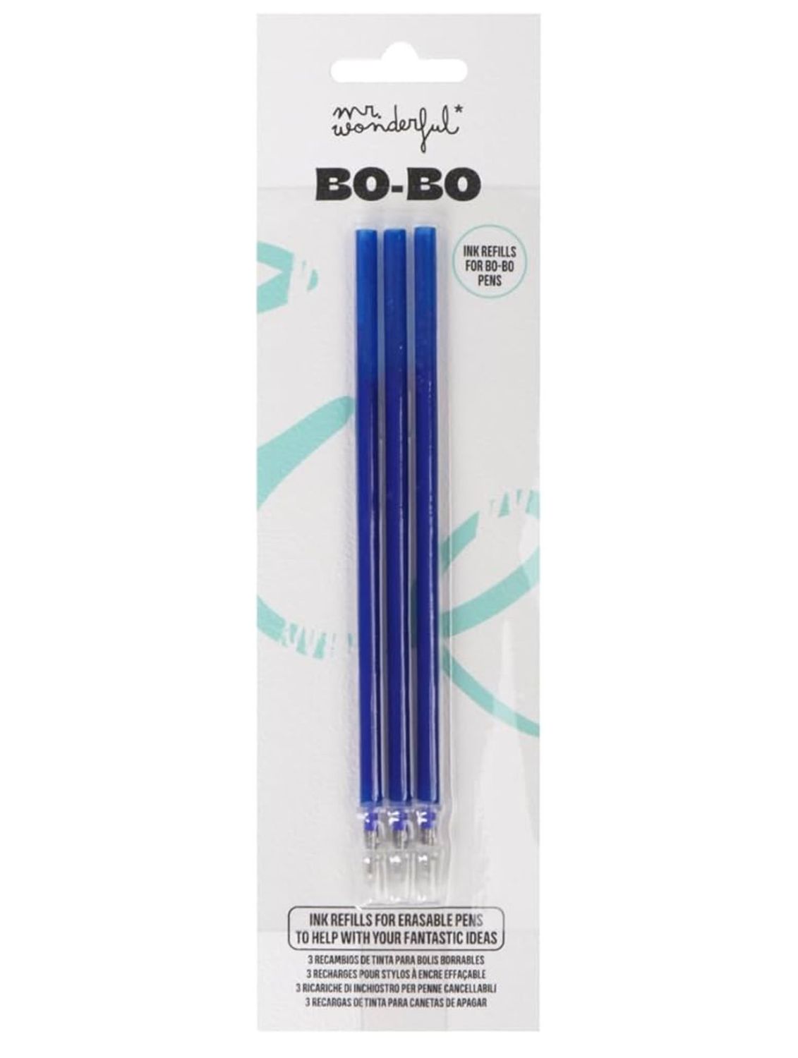 Confezione da 3 refill Blu per penne cancellabili bobo mr Wonderful