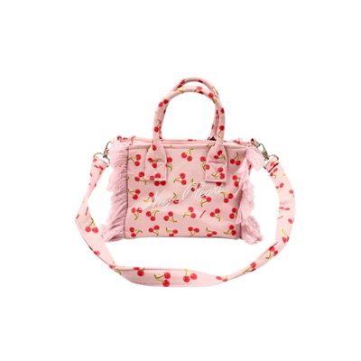 Borsa tessuto Naj-Oleari Cherry fondo rosa piccola con tracolla