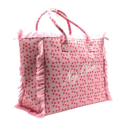Borsa tessuto Naj-Oleari roselline fondo rosa grande