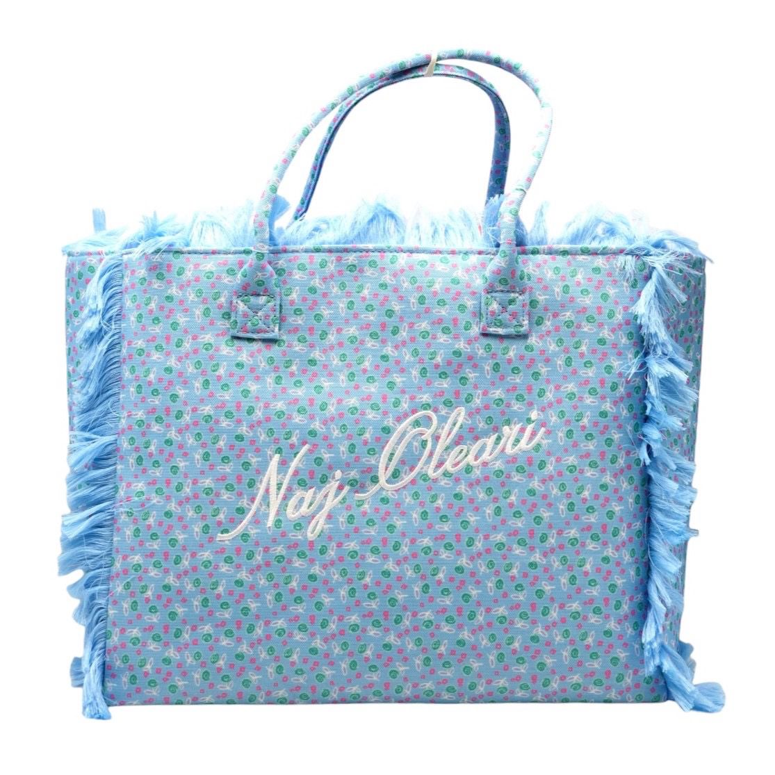 Borsa tessuto Naj-Oleari roselline fondo celeste grande