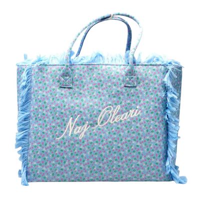 Borsa tessuto Naj-Oleari roselline fondo celeste grande