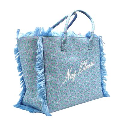 Borsa tessuto Naj-Oleari roselline fondo celeste grande