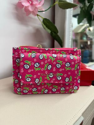 Portacarte portachiavi Naj-Oleari roselline fondo fuxia