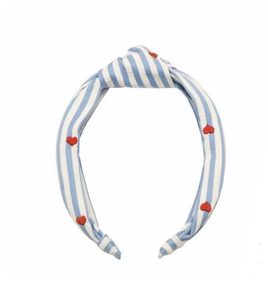 Cerchietto capelli a righe con cuoricini rossi Rockahula