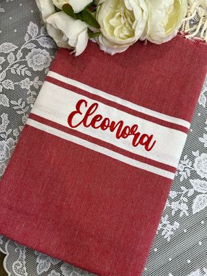 Telo fouta TU17 rosso banda bianca