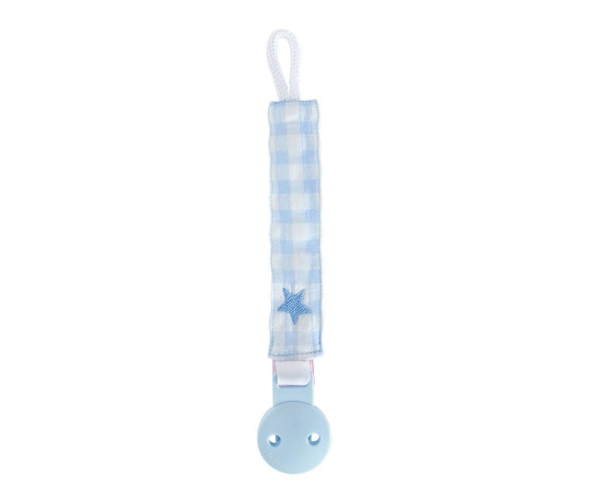 Portaciuccio Tutete in cotone con clip celeste