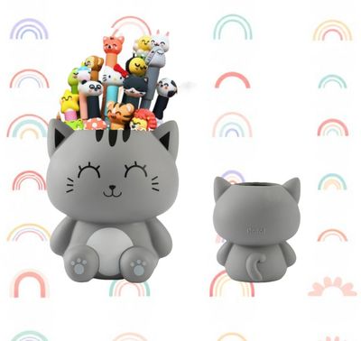Portapenne Portaspazzolino 3d Itotal gatto grigio